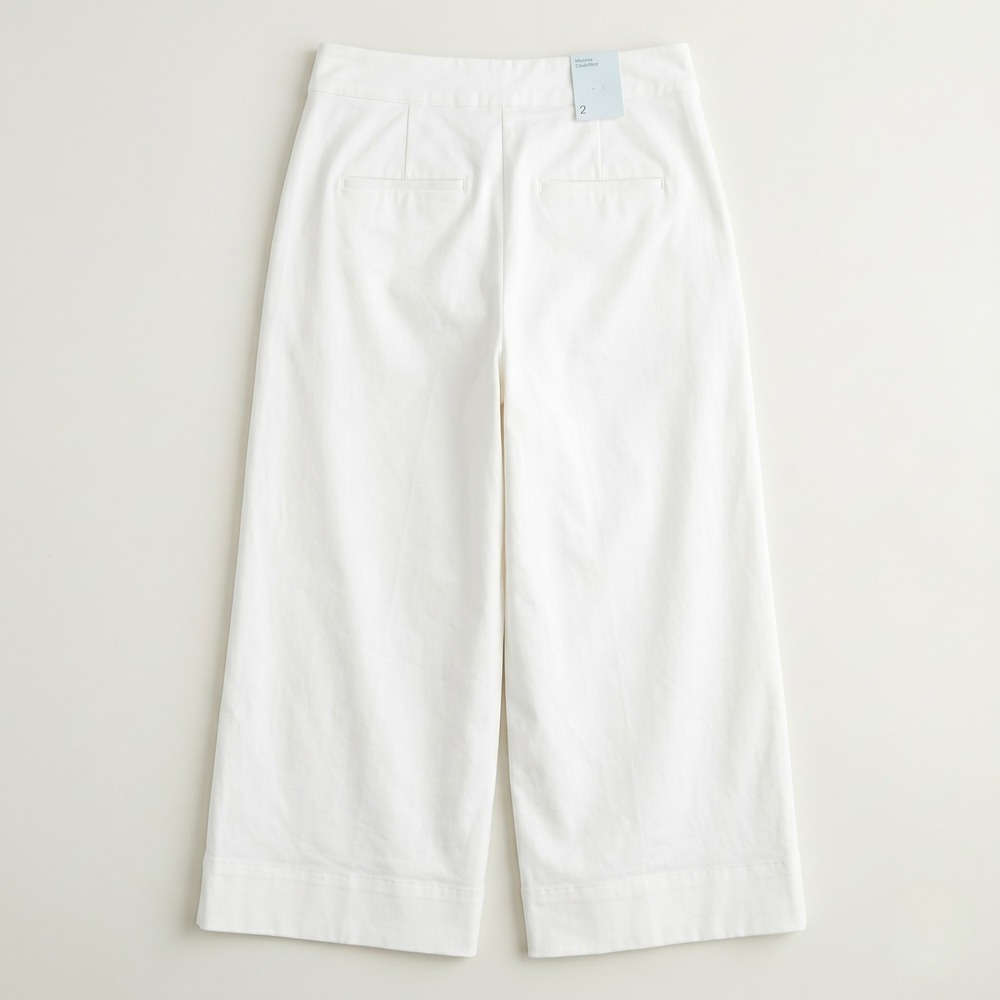 Prologue Cropped Wide Leg Pants Womens 2 Cream‎ High Waist Stretch Cotton NWT - Picture 3 of 9